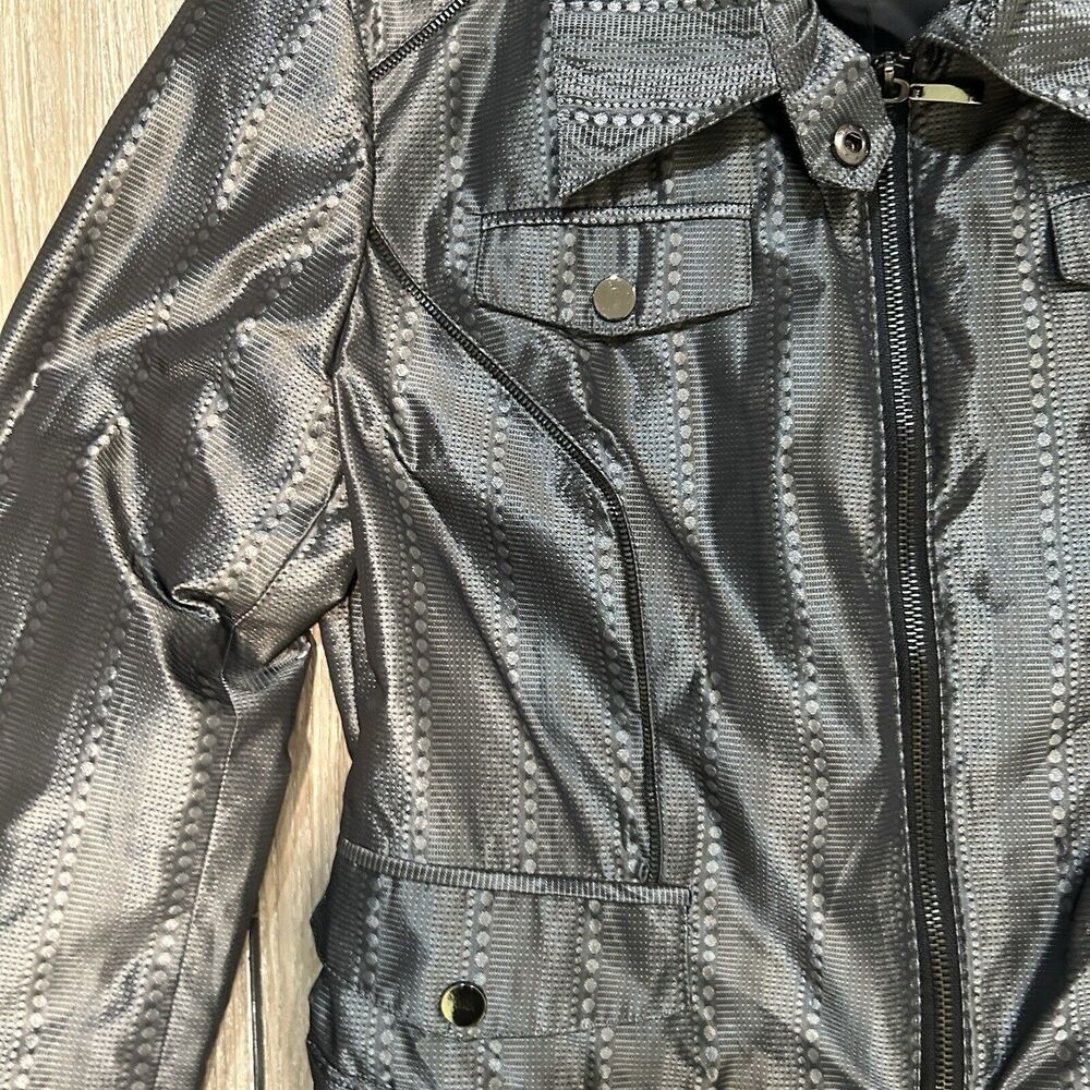 Womens Jacket 8 Full Zip Moto Gray Festival Event Grunge Rockabilly - Picture 3 of 11